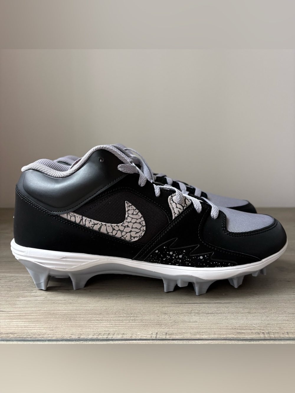 Nike Air Jordan Stadium 90 Low TD Black Cement Football HQ0210-060 Men Size 11.5